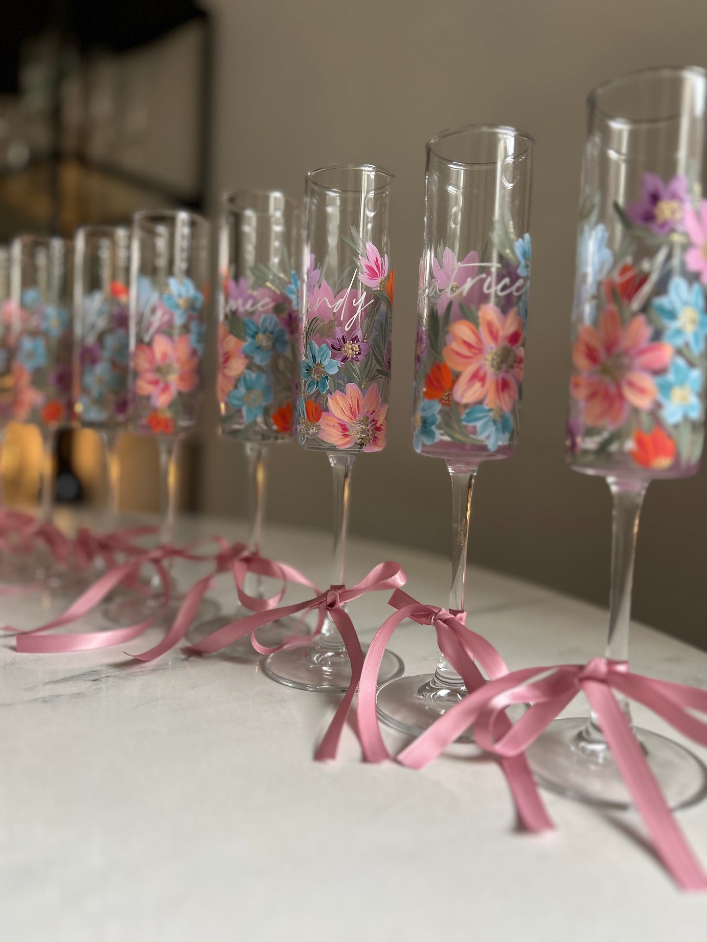 Hand-painted Champagne Flute (single)