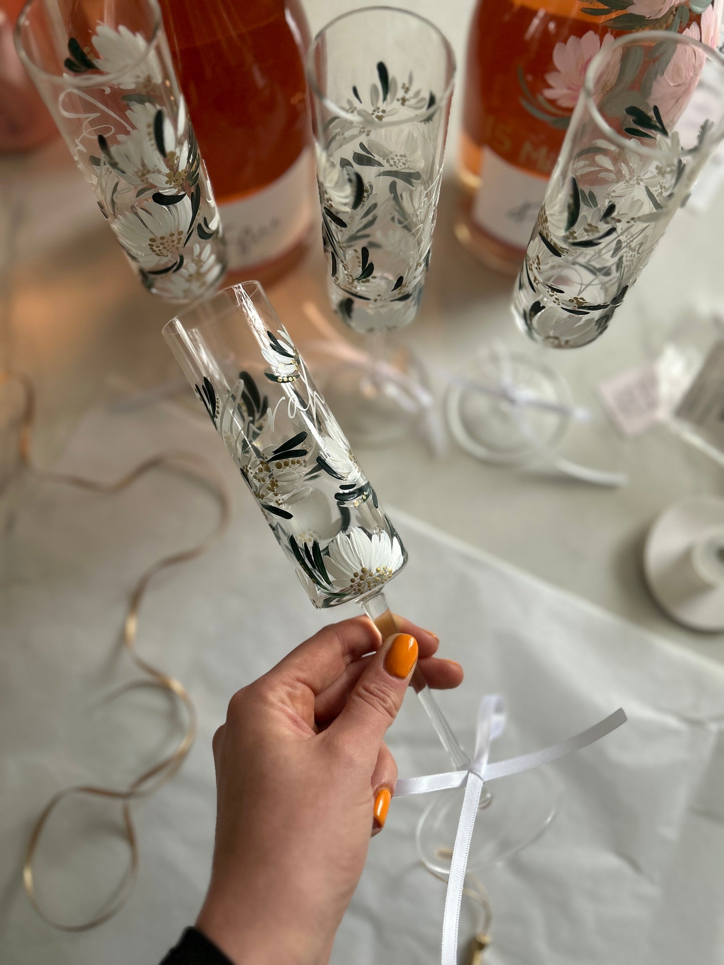 Hand-painted Champagne Flute (single)