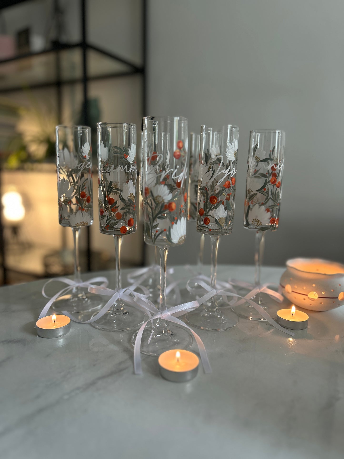 Hand-painted Champagne Flute (single)