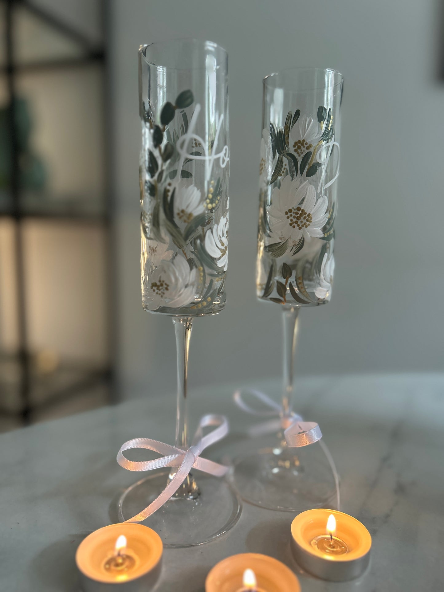 Hand-painted Champagne Flute (single)