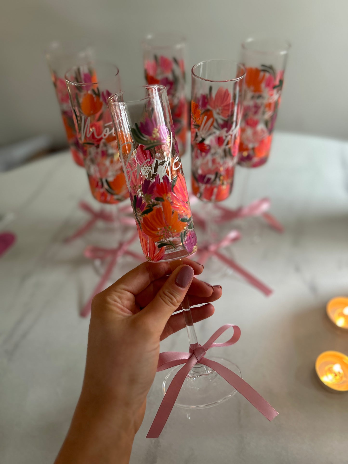 Hand-painted Champagne Flute (single)
