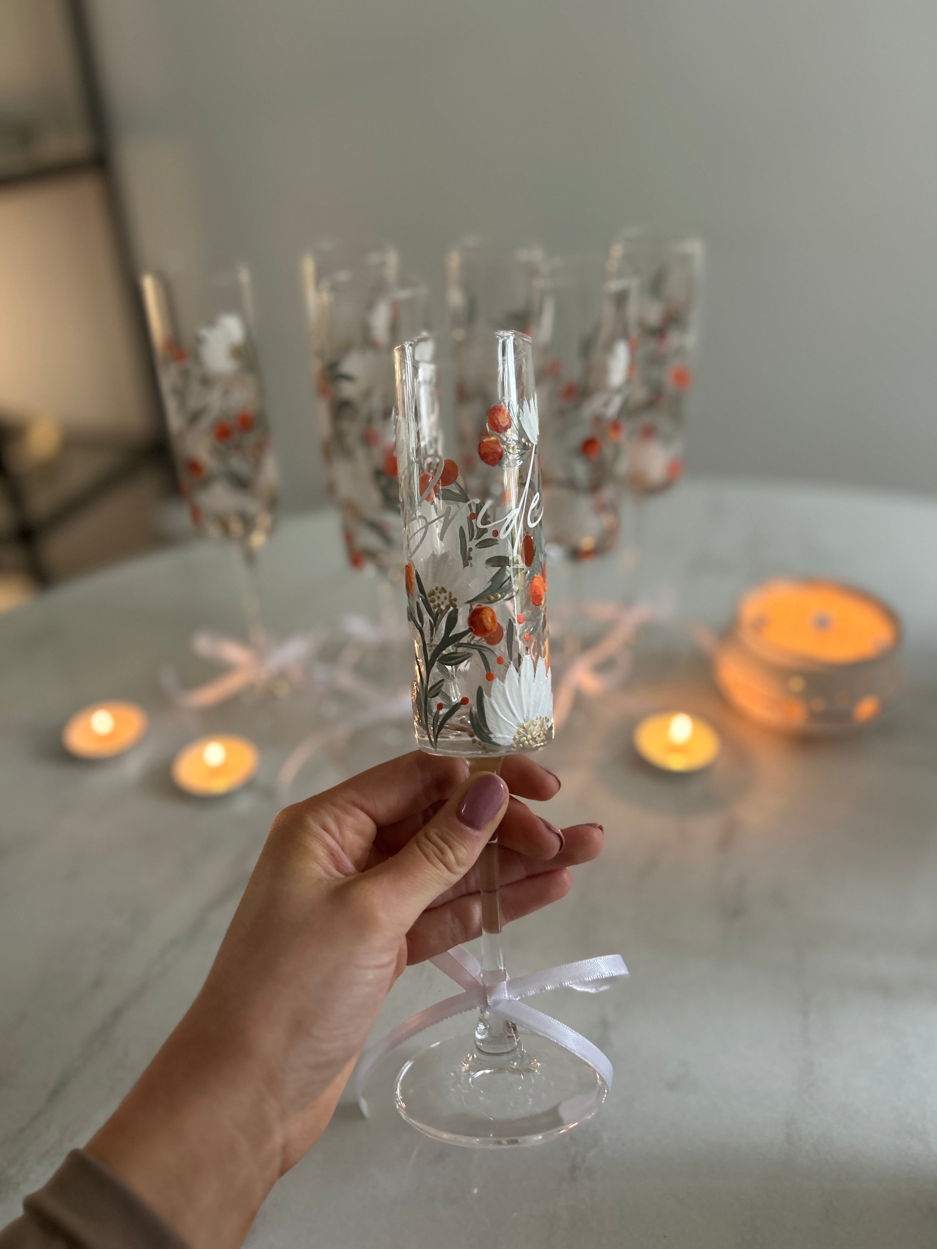 Hand painted Champagne Flute single byHollie